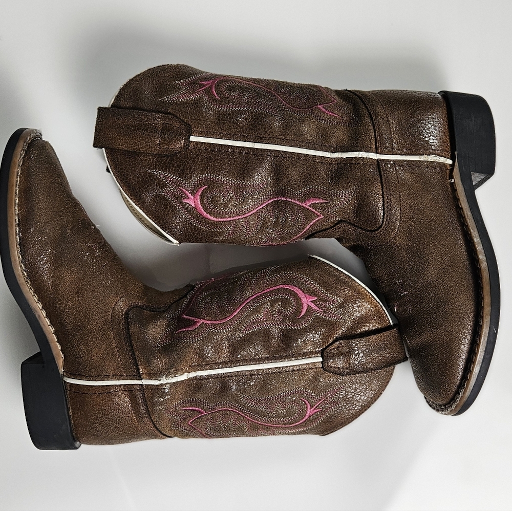 Old West Girls Pink And Brown Cowgirl Western Boots